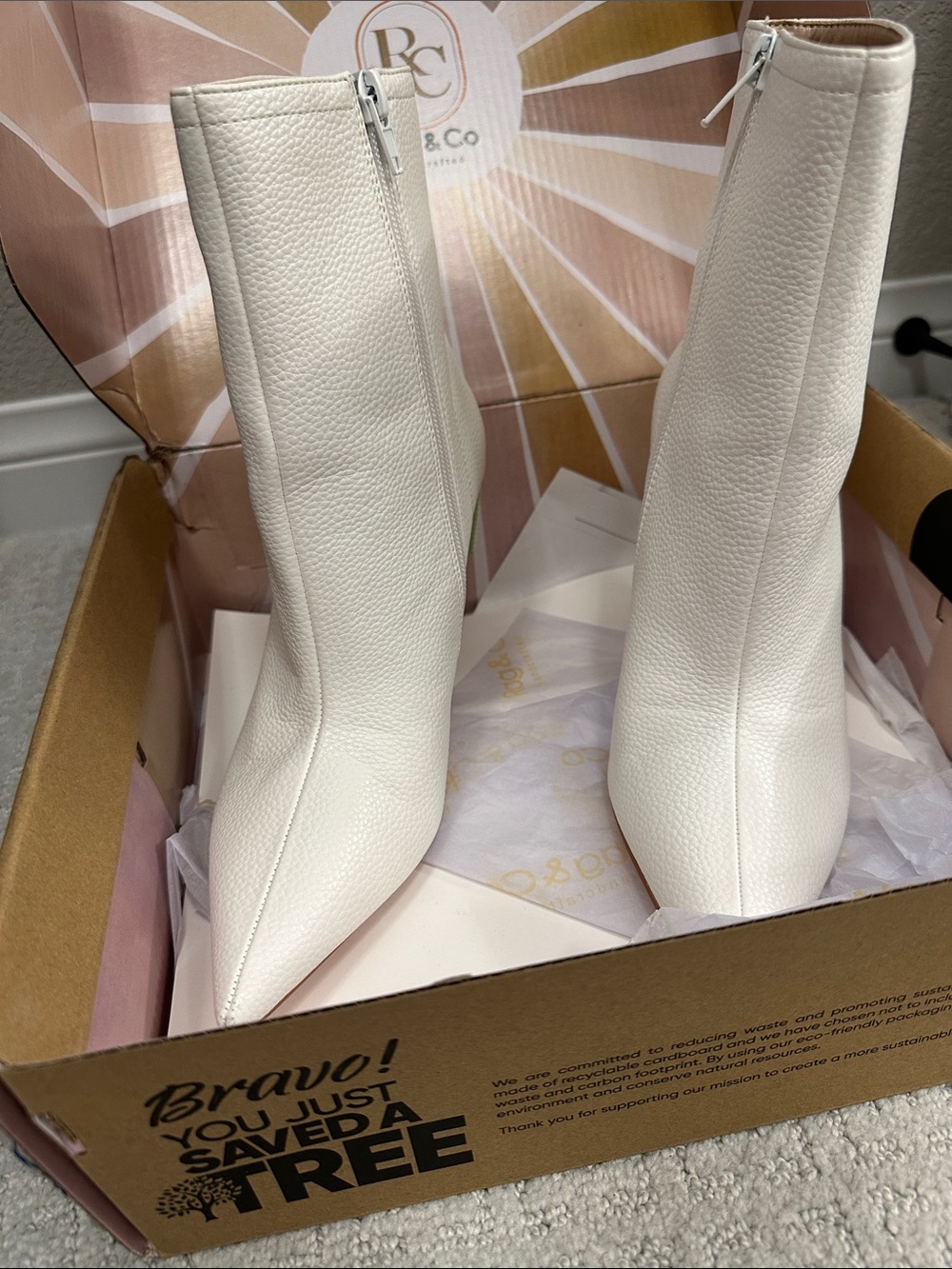 NWT - Rag & Co White Ankle Booties
